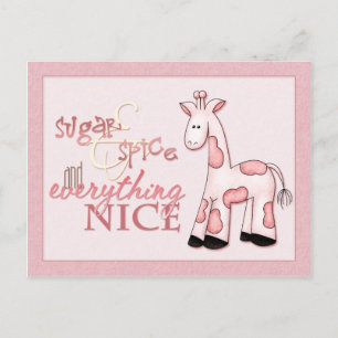Sugar & Spice Baby Girl Pink Shower Invitation Postcard