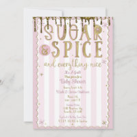 SUGAR & SPICE Gold Glitter Dip Pink Baby Shower
