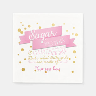 Sugar & Spice Pink & Gold Baby Shower Napkins