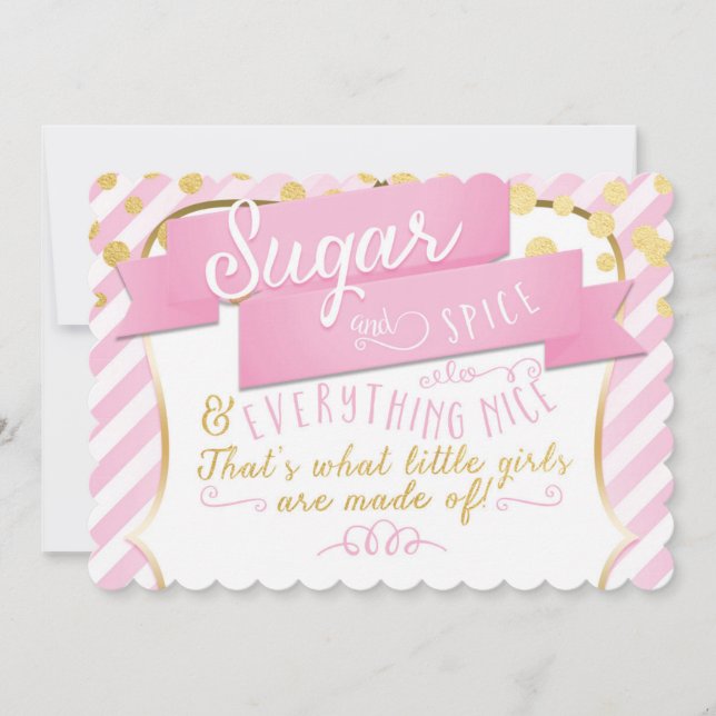 Sugar & Spice Pink Gold Birthday Party Invitation (Front)