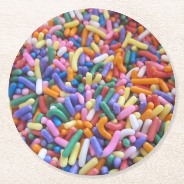 Sugar Sprinkles Round Paper Coaster (Front)