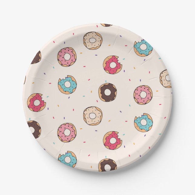 Sugar Sweet Doughnut Pattern Paper Plate (Front)