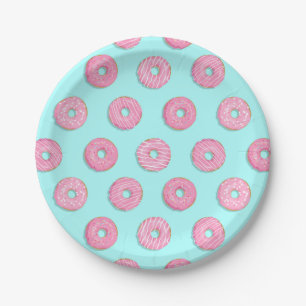 Sugar Sweet Pink Glazed Donuts Paper Plate