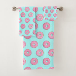 Sugar Sweet Pink Glazed Doughnuts Bath Towel Set