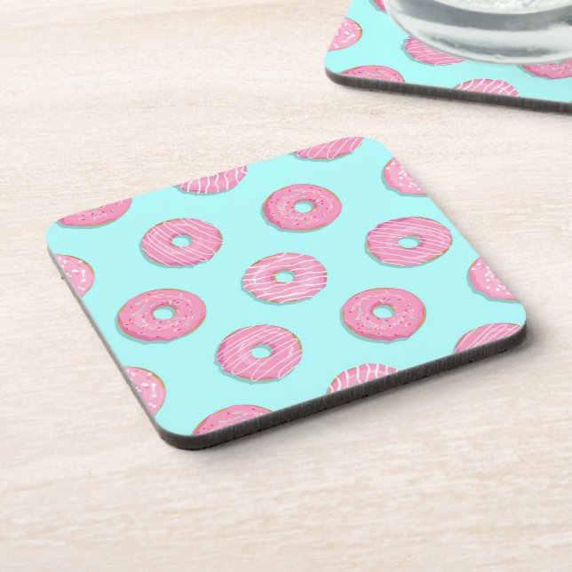Sugar Sweet Pink Glazed Doughnuts Coaster (Left Side)