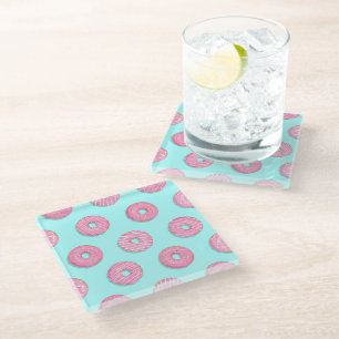 Sugar Sweet Pink Glazed Doughnuts Glass Coaster