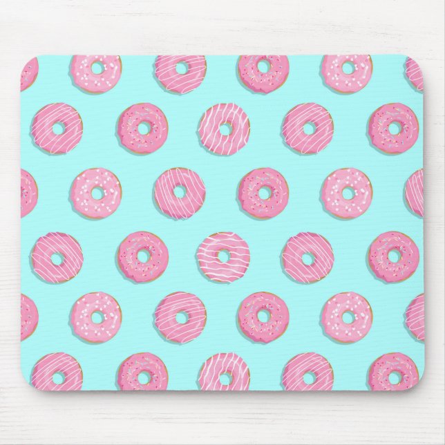 Sugar Sweet Pink Glazed Doughnuts Mouse Pad (Front)