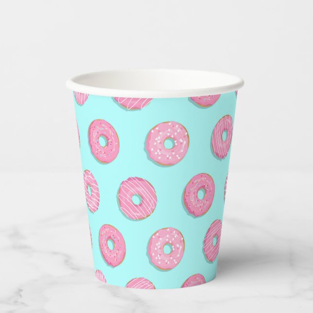 Sugar Sweet Pink Glazed Doughnuts Paper Cups (Front)