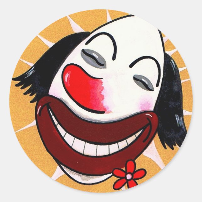 Sugar Weasel the Clown Cartoon Head Classic Round Sticker (Front)