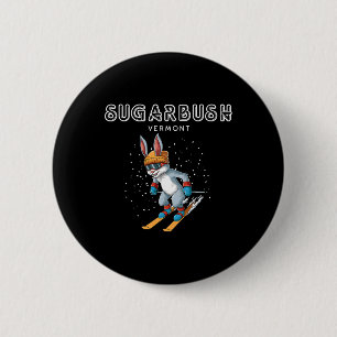 Sugarbush Vermont - Funny Ski Rabbit 6 Cm Round Badge