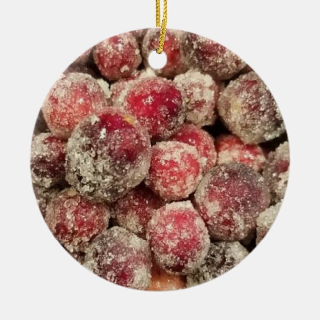 Sugared Cranberries Christmas Ceramic Tree Decoration (Front)