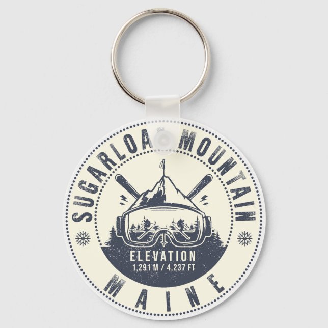 Sugarloaf Maine Mountain Vintage Ski Souvenir  Key Ring (Front)
