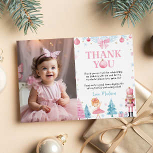 Sugarplum Fairy Christmas Birthday Photo Thank You Card