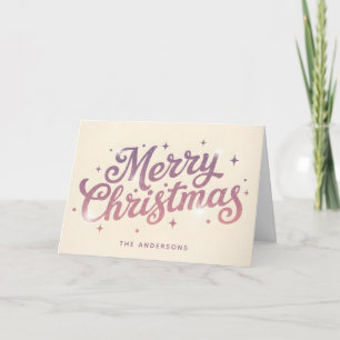 Sugarplum Retro Script Merry Christmas Holiday Card