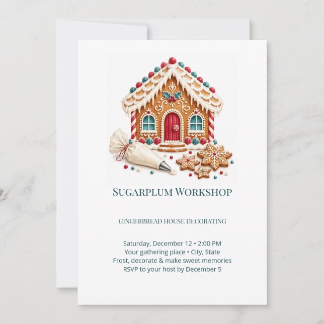 Sugarplum Workshop Gingerbread Decorating Invitation (Front)