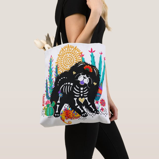 SUGARSKULL NIRVANA Chow Day of the Dead Tote Bag (Close Up)