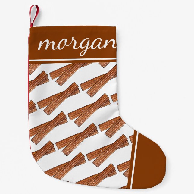 Sugary Churro Fried Dough Pastries Churros Print Small Christmas Stocking (Front)