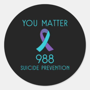 Suicide Awareness - 988 - Suicide Prevention 988  Classic Round Sticker