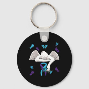 Suicide Awareness Angel Ribbon Butterflies  Key Ring