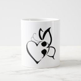 Suicide Awareness Butterfly Semi-Colon Heart Mug