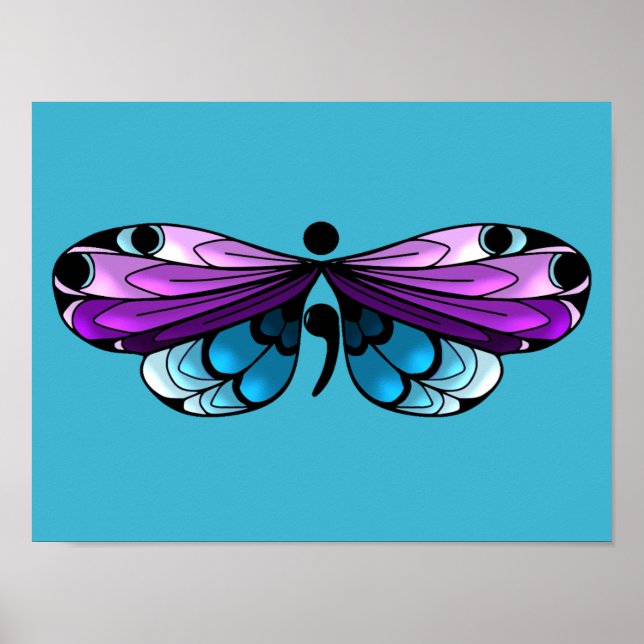 Suicide Awareness Butterfly Semi-Colon Poster (Front)