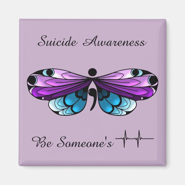 Suicide Awareness Butterfly Semicolon Magnet (Front)
