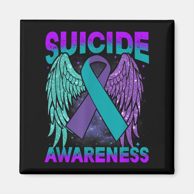 Suicide Awareness Clothing Wings Ribbon Suicide Pr Magnet (Front)