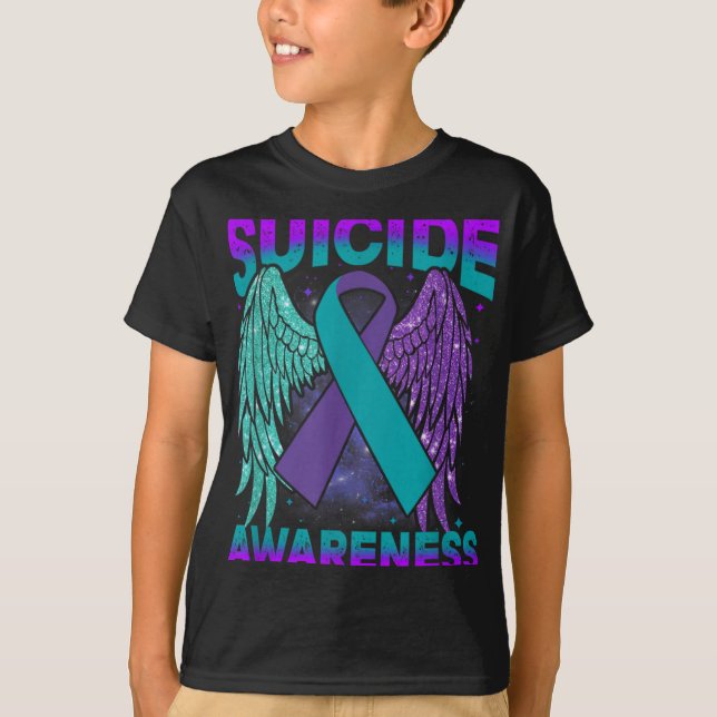 Suicide Awareness Clothing Wings Ribbon Suicide Pr T-Shirt (Front)
