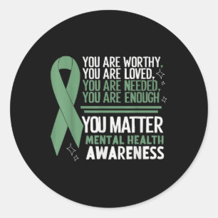 Suicide Awareness Depression Anxiety Mental Health Classic Round Sticker