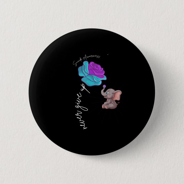 Suicide Awareness Flower Elephant Ribbon Graphic  6 Cm Round Badge (Front)