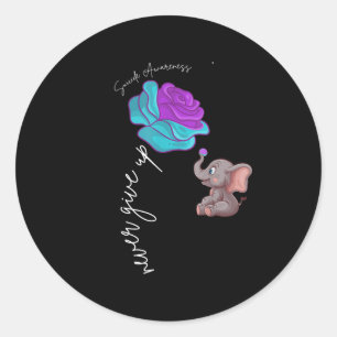 Suicide Awareness Flower Elephant Ribbon Graphic Classic Round Sticker