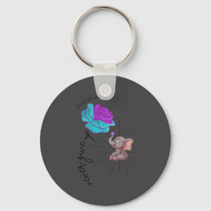 Suicide Awareness Flower Elephant Ribbon Graphic  Key Ring