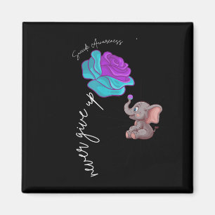 Suicide Awareness Flower Elephant Ribbon Graphic Magnet