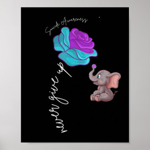 Suicide Awareness Flower Elephant Ribbon Graphic Poster