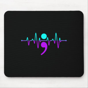 Suicide Awareness Heartbeat Happy Ribbon Support G Mouse Pad