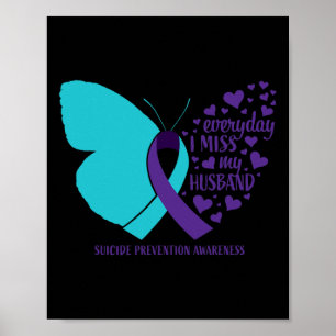 Suicide Awareness Husnd Women Butterfly Prevention Poster