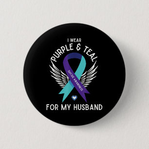 Suicide Awareness I Wear Teal And Purple For My Hu 6 Cm Round Badge