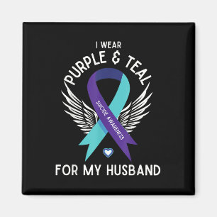 Suicide Awareness I Wear Teal And Purple For My Hu Magnet