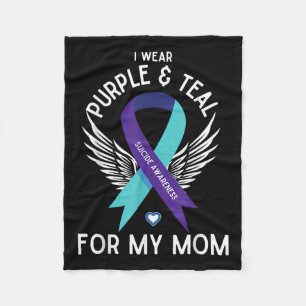 Suicide Awareness I Wear Teal And Purple For My Mo Fleece Blanket