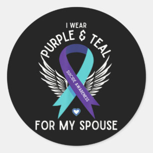 Suicide Awareness I Wear Teal And Purple For My Sp Classic Round Sticker
