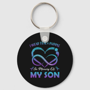 Suicide Awareness I Wear Teal And Purple In Memory Key Ring