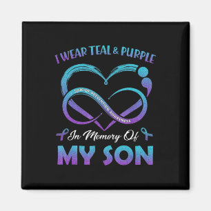 Suicide Awareness I Wear Teal and Purple In Memory Magnet