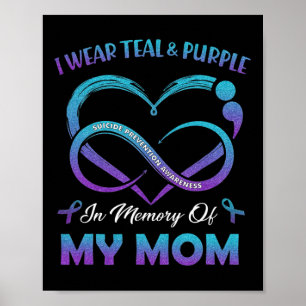 Suicide Awareness I Wear Teal And Purple In Memory Poster