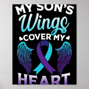 Suicide Awareness Memory of Son Wings Cover Heart  Poster