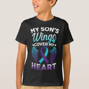 Suicide Awareness Memory Of Son Wings Cover Heart T-Shirt