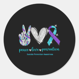 Suicide Awareness Peace Love Prevention 1 Classic Round Sticker