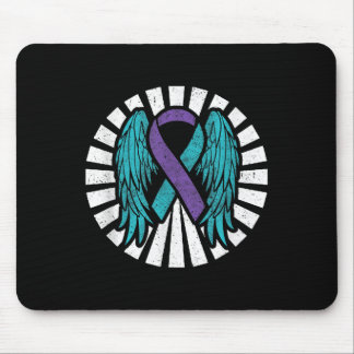 Suicide Awareness Prevention Angel Wings Teal Purp Mouse Pad