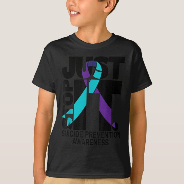 Suicide Awareness Prevention Black Text  T-Shirt (Front)