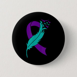 Suicide Awareness Prevention Purple Teal Ribbon  6 Cm Round Badge