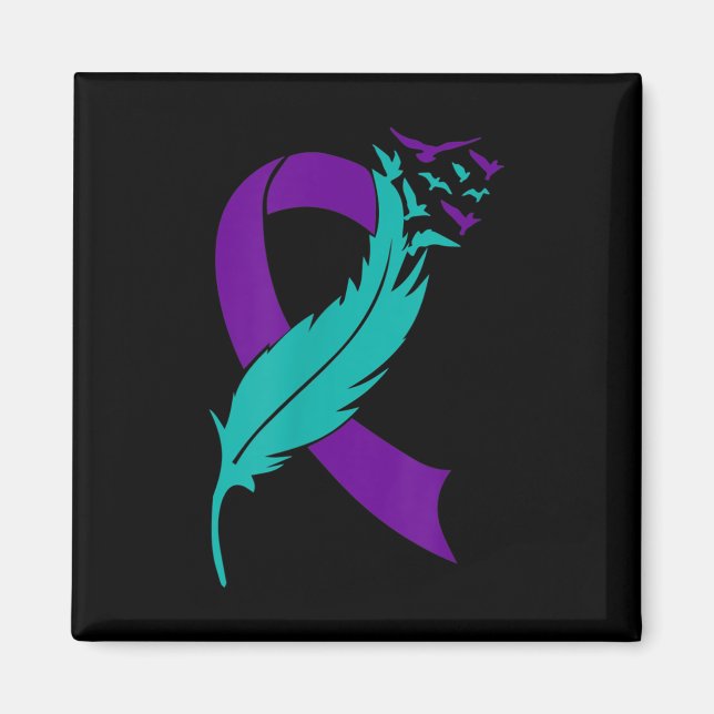 Suicide Awareness Prevention Purple Teal Ribbon  Magnet (Front)